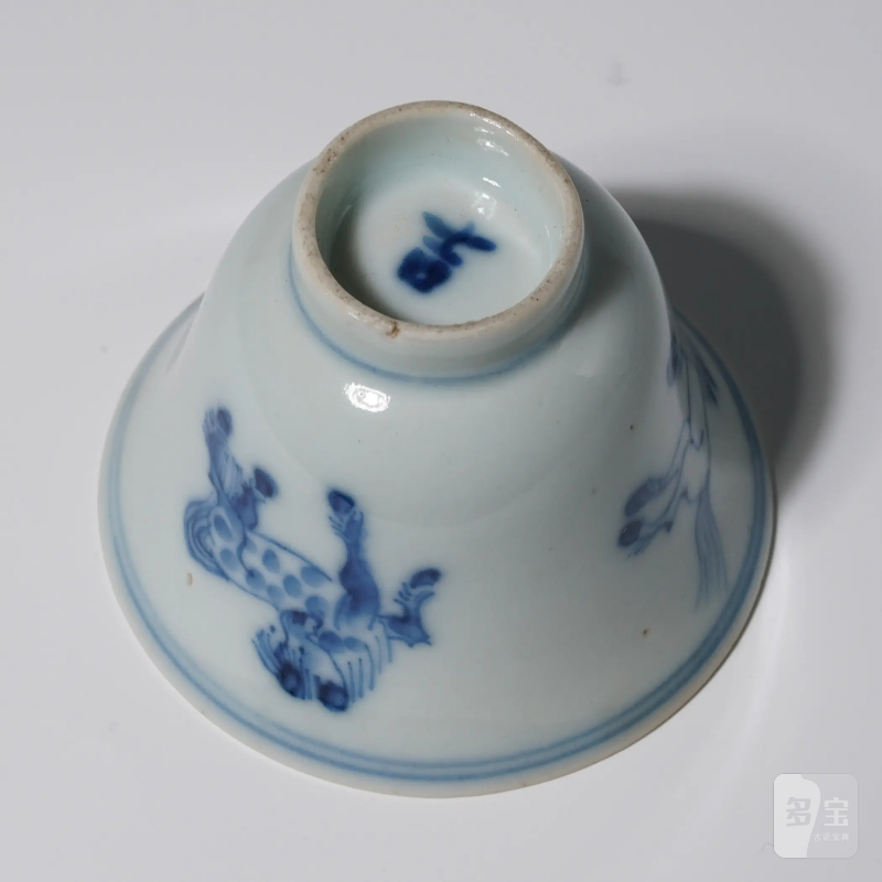 清中期 景德镇窑新渡青花骏马图杯一对 - 图8